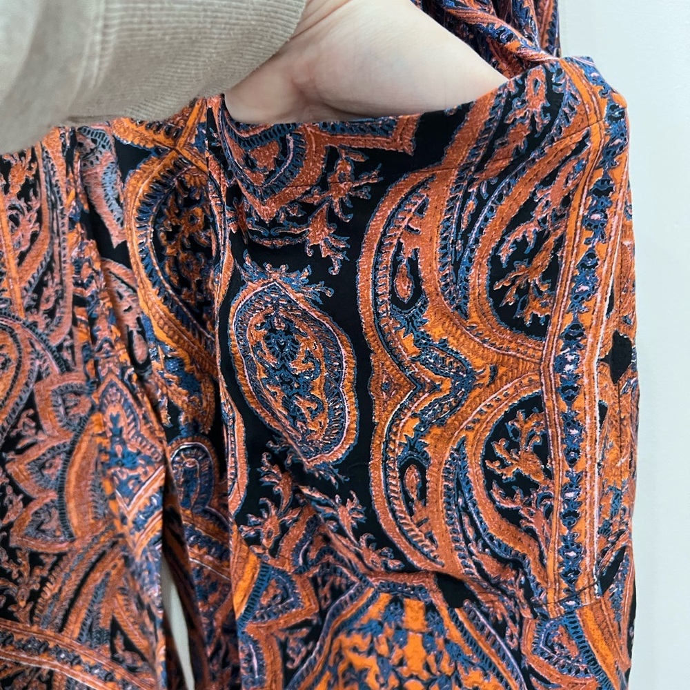 Free People Half Moon Paisley Duster Kimono Size S | Boho Long Cardigan - Picture 7 of 8